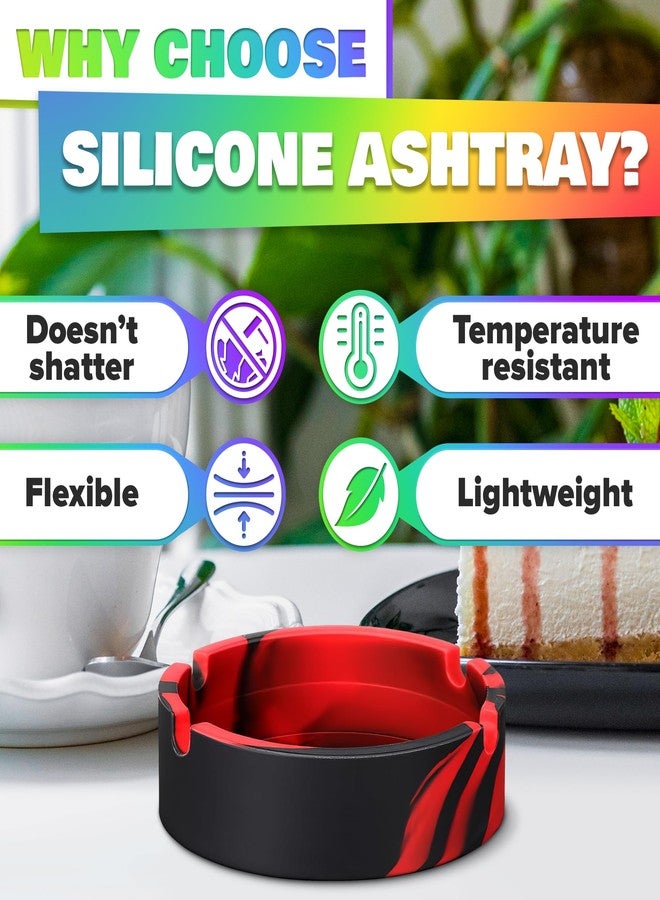 Tesorrio 3Pcs Rubber Ash Tray Outdoors - Multicolor Small Ashtray for Outside Patio, Temperature Resistant Ash Trays for Outside - Flexible & Easy to Clean Silicone Ashtray - Image 3